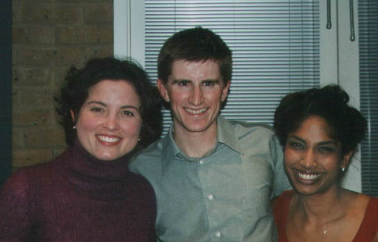 Nicole, with Matthew & Jo, at their engagement party, Dec 23 2000, London.